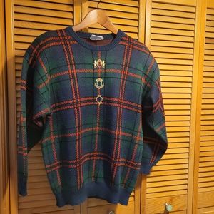 Mister Leonard Plaid & Gold details Pullover Sweater